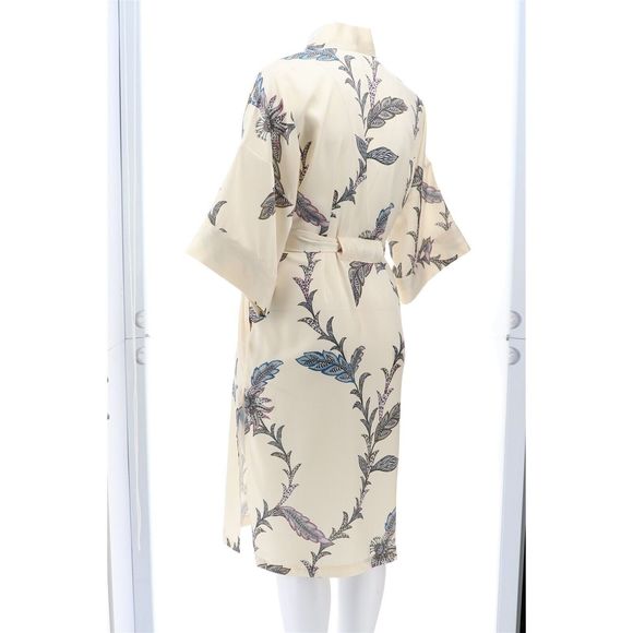 WynneLounge Matte Shine Washed Satin Maxi Robe Ecru Combo 7703593 - Picture 4 of 8